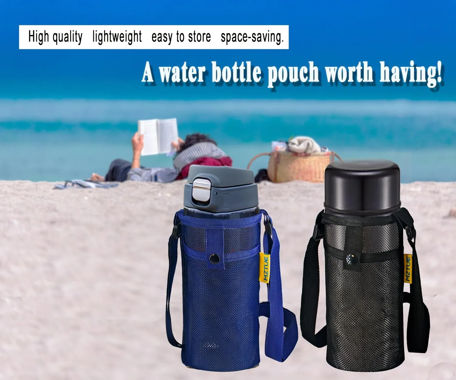 Water Bottle Holder with Strap, Premium Water Bottle Carrier with Strap Easy Clean, Light Water Bottle Carrier Bag, Water Bottle Holder with Pocket for Hiking, Walking, Travel
