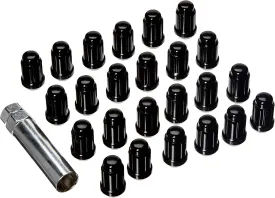 West Coast Wheel Accessories 1/2" Bulge Acorn Spline Lug Nuts 1.38" 6 Lug Install Kit Black
