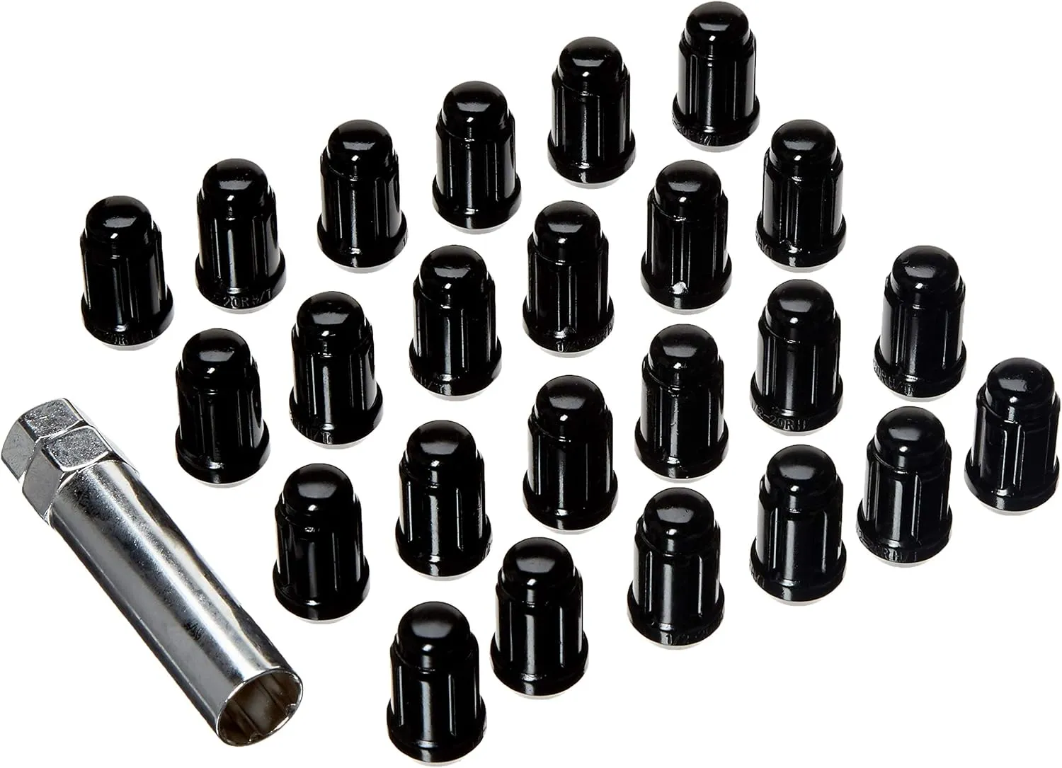 West Coast Wheel Accessories 1/2" Bulge Acorn Spline Lug Nuts 1.38" 6 Lug Install Kit Black
